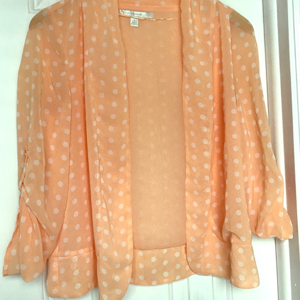 Polkadot sherbet color sheer open front top